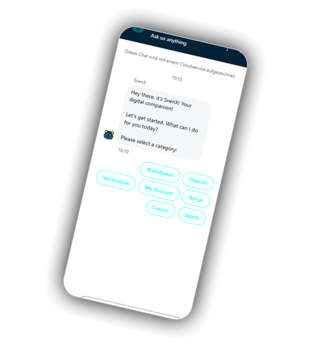 TurboSven Live Chat Support Fenster mit Kontaktieren Sie uns